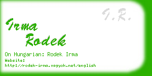 irma rodek business card